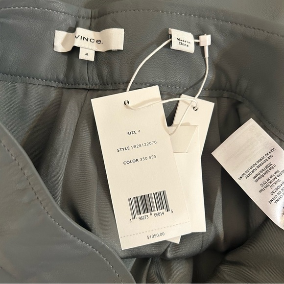 Vince Lamb Leather Wide Leg Crop Pants in Sea Stone Size 4 - Picture 14 of 15